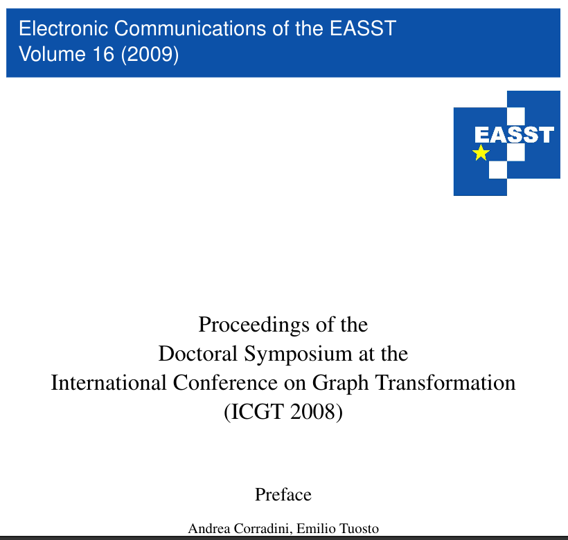 Doctoral Symposium International Conference on Graph Transformation 2008